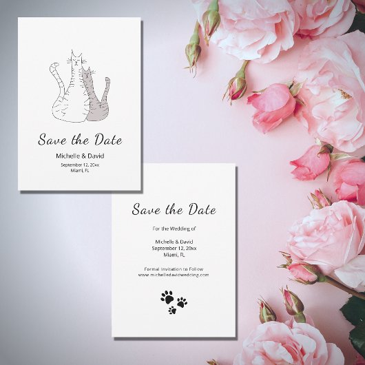 Niedliche Katzen, die eine einfache Hochzeit Gezei Save The Date
