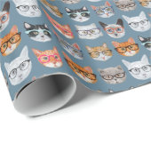 Niedliche Katzen, die Glas-Muster tragen Geschenkpapier (Rolleneckpunkt)