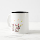 Niedliche Katzen, die Zauber in den Mauerspitzen h Zweifarbige Tasse (Vorderseite Links)