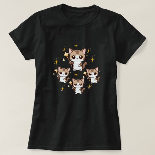 Niedliche Katzen, die Zauberstäbe in der Wand halt T-Shirt (Design vorne)