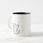 Niedliche Katzen, die Zauberstäbe in der Wand halt Zweifarbige Tasse (Vorderseite Links)