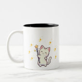 Niedliche Katzen, die Zauberstäbe in der Wand halt Zweifarbige Tasse (Links)