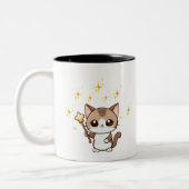 Niedliche Katzen, die Zauberstäbe in der Wand halt Zweifarbige Tasse (Links)