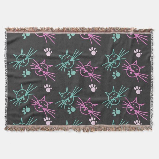 Niedliche Katzen Doodles Rosa Aquamariner Putzschw Decke (Vorderseite)