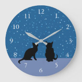 Niedliche Katzen dunkler Nachthimmel mit Sternen Große Wanduhr (Vorderseite)