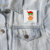 Niedliche Katzen-Elfe Weihnachten Button (Beispiel)