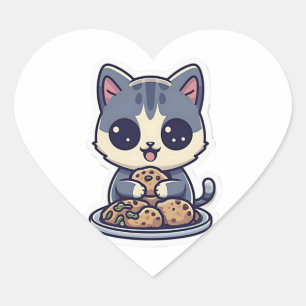 Niedliche Katzen essen Cookies Klassischer T - Shi Herz-Aufkleber