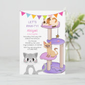 Niedliche Katzen Farbenfrohe moderne Kätzchen Gebu Einladung (Stehend Vorderseite)