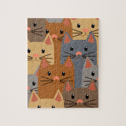 Niedliche Katzen Farbige Katzenkleidung Puzzle (Vertikal)