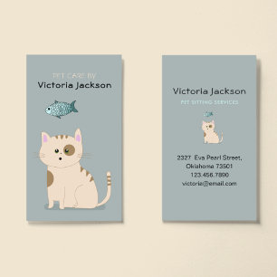 Niedliche Katzen Fisch-Haustiere Sitting Services  Visitenkarte