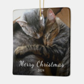 Niedliche Katzen Foto Moderne Weihnachten Keramikornament (Links)