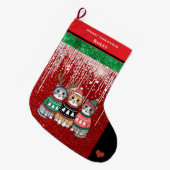 Niedliche Katzen Frohe Weihnachten Personalisierte Großer Weihnachtsstrumpf (Vorderansicht (hängend))