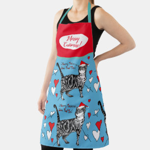 Niedliche Katzen Frohe Weihnachten Red Blue Schür Schürze
