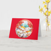 Niedliche Katzen Frühlingskirsche Blossom Party Karte (Gelbe Blume)