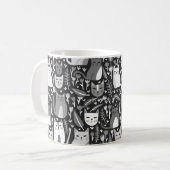 Niedliche Katzen Fundus Blumenkitten Muster Schwar Kaffeetasse (Vorderseite Links)