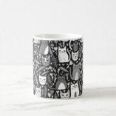 Niedliche Katzen Fundus Blumenkitten Muster Schwar Kaffeetasse (Mittel)