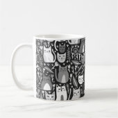 Niedliche Katzen Fundus Blumenkitten Muster Schwar Kaffeetasse (Links)