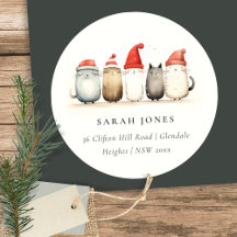 Niedliche Katzen Furcht und helle Weihnachtsadress