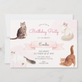 Niedliche Katzen Geburtstag Einladung (Vorderseite)