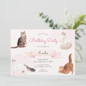 Niedliche Katzen Geburtstag Einladung (Stehend Vorderseite)