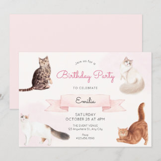 Niedliche Katzen Geburtstag Einladung