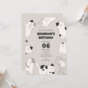 Niedliche Katzen Geburtstag Einladung