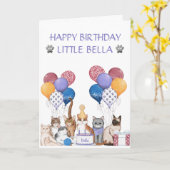 Niedliche Katzen Geburtstagspartei Karte (Gelbe Blume)