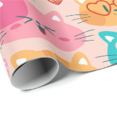 niedliche Katzen glänzen lustige Herzen Geschenkpapier (Rolleneckpunkt)