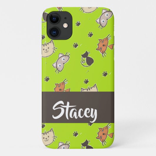 Niedliche Katzen grün Case-Mate iPhone Hülle (Rückseite)