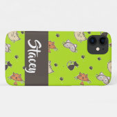 Niedliche Katzen grün Case-Mate iPhone Hülle (Rückseite (Horizontal))