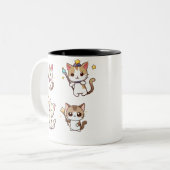Niedliche Katzen halten die Zauberwand Zweifarbige Tasse (Vorderseite Links)
