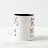 Niedliche Katzen halten die Zauberwand Zweifarbige Tasse (Mittel)