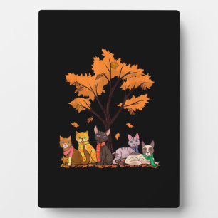 Niedliche Katzen Herbst Herbstsaison Ahornblätterb Fotoplatte