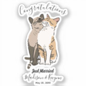 Niedliche Katzen Hochzeit Aufkleber (Vorderseite)