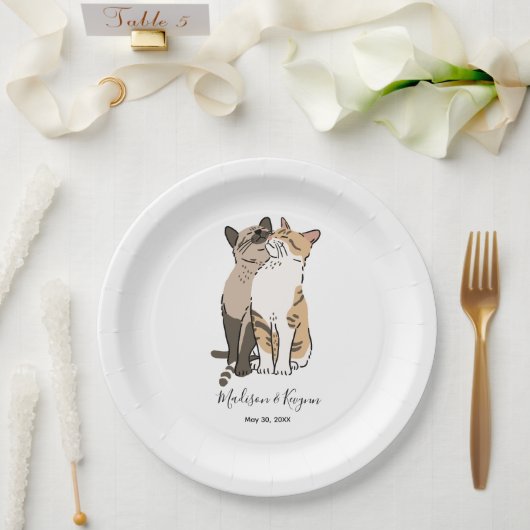 Niedliche Katzen Hochzeit Pappteller (Hochzeit)