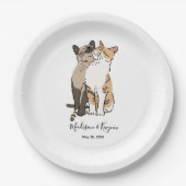 Niedliche Katzen Hochzeit Pappteller (Vorderseite)