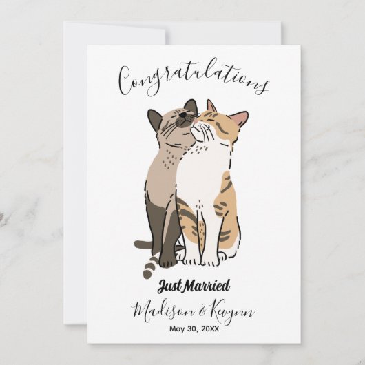 Niedliche Katzen Hochzeitskarte Einladung (Vorderseite)