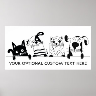 Niedliche Katzen & Hunde-Textposter Poster