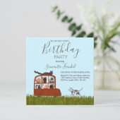 Niedliche Katzen im Auto Kinderdusche Einladung (Stehend Vorderseite)