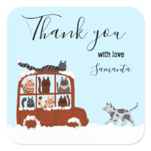 Niedliche Katzen im Auto Winter Geburtstagsgeschen