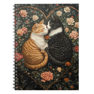 NIEDLICHE KATZEN IM FLORALEN HERZ NOTIZBLOCK