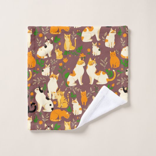 Niedliche Katzen im Hintergrund Badhandtuch Set (Waschlappen)