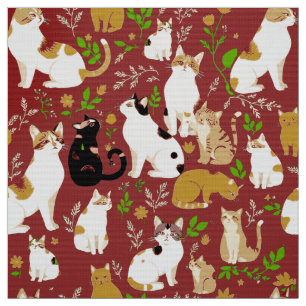 Niedliche Katzen im Hintergrund Stoff