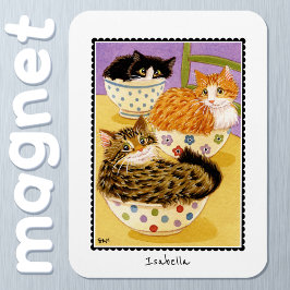 Niedliche Katzen im Individuelle Name Bowls Magnet