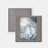 Niedliche Katzen im Mondlicht-Magneten Magnet (Vorderseite/Rückseite)