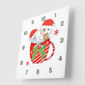 Niedliche Katzen im Weihnachtsthema der Tasse Quadratische Wanduhr (Winkel)
