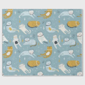 Niedliche Katzen in albernen Anzügen Kindermuster Geschenkpapier (Flach)