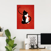 Niedliche Katzen in der Liebe, roter Fisch Poster (Heimbüro)