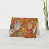 Niedliche Katzen in Herbstlauben, Halloween, Ernte Karte (Vorderseite)