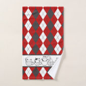 Niedliche Katzen in Jungen - Raute Rot, Weiß und D Badhandtuch Set (Handtuch)